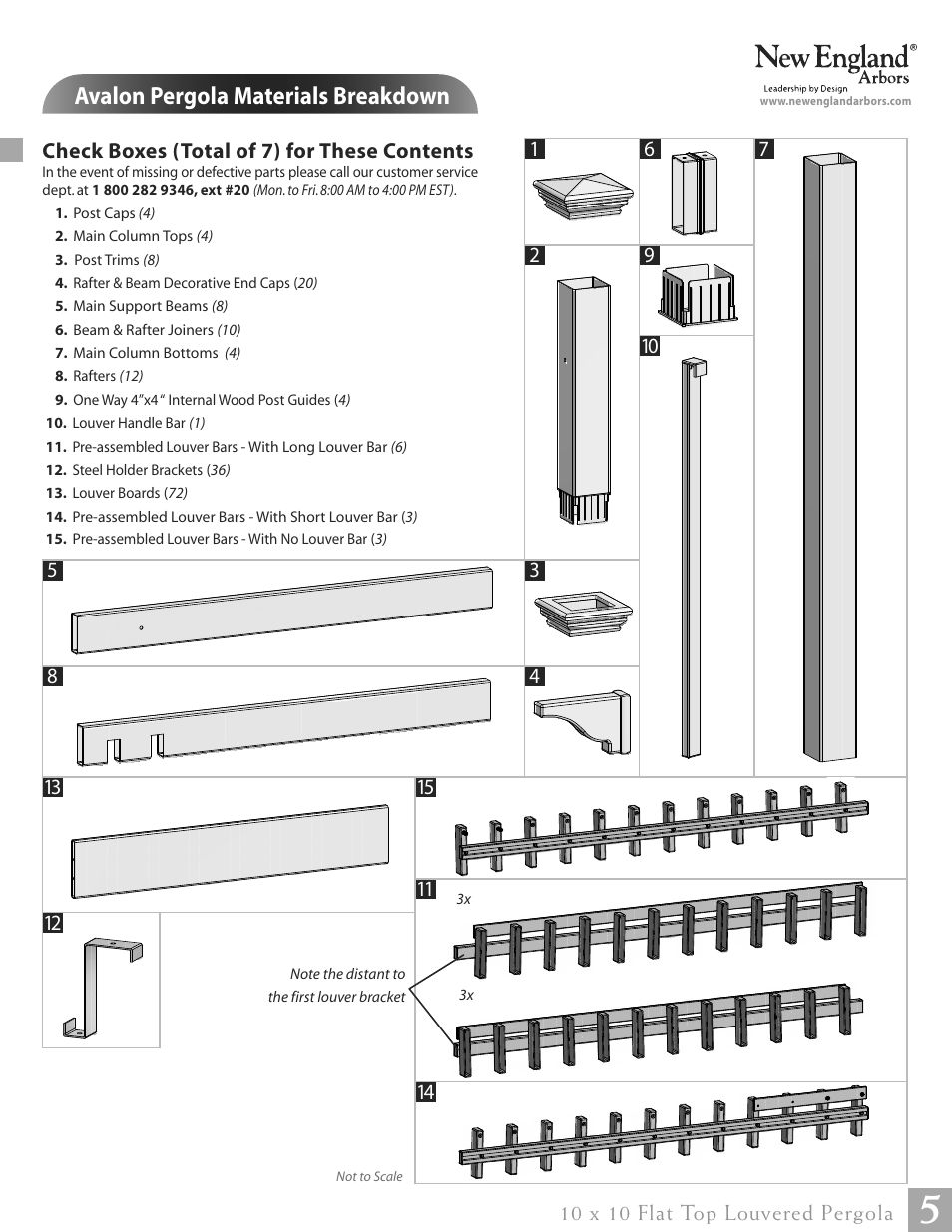 Avalon pergola materials breakdown | New England Arbors VA42062 User Manual | Page 5 / 23