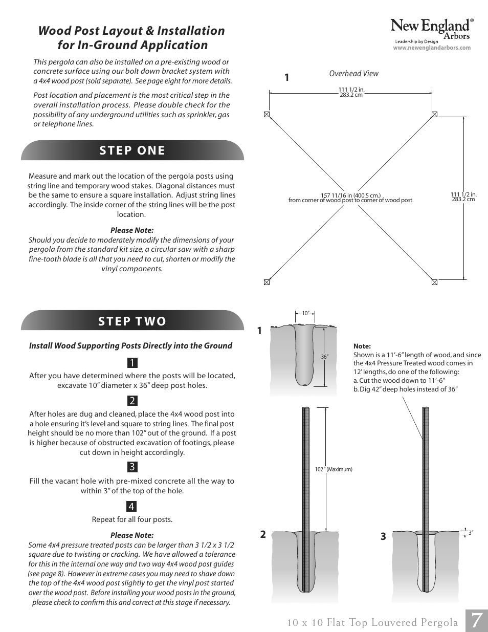 10 x 10 flat top louvered pergola | New England Arbors VA42062 User Manual | Page 7 / 23