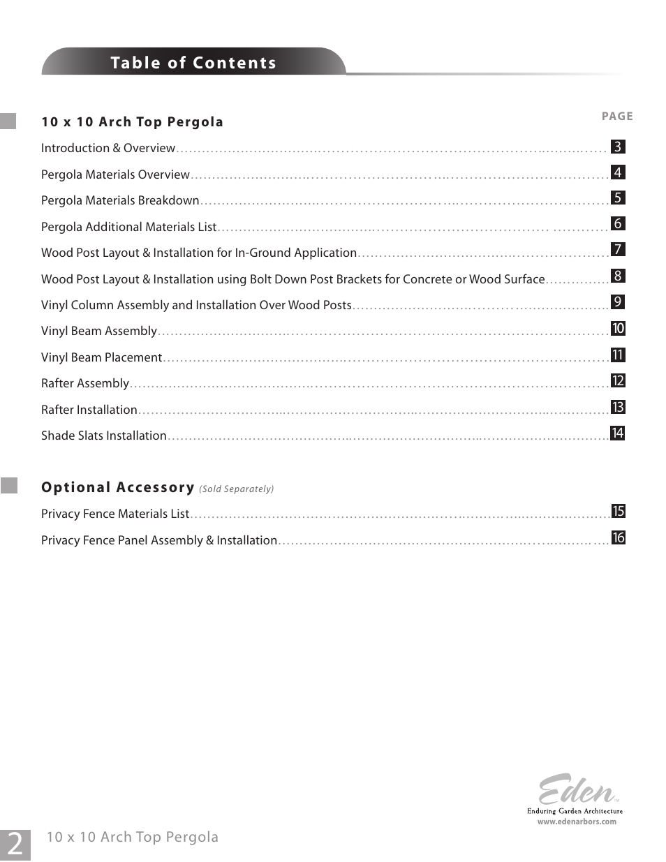 New England Arbors VA42011 User Manual | Page 2 / 17