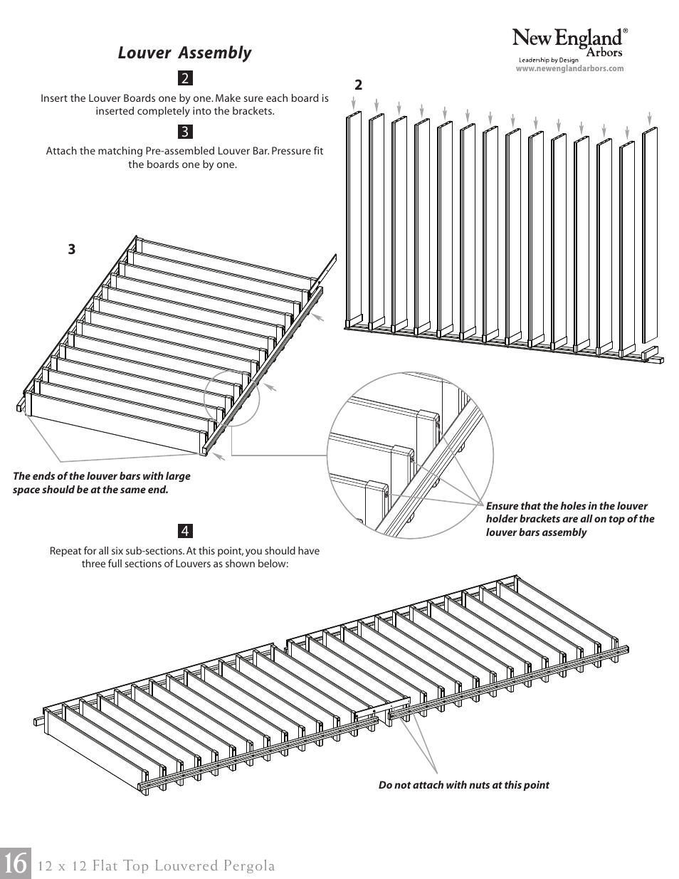 Louver assembly | New England Arbors VA42070 User Manual | Page 16 / 23