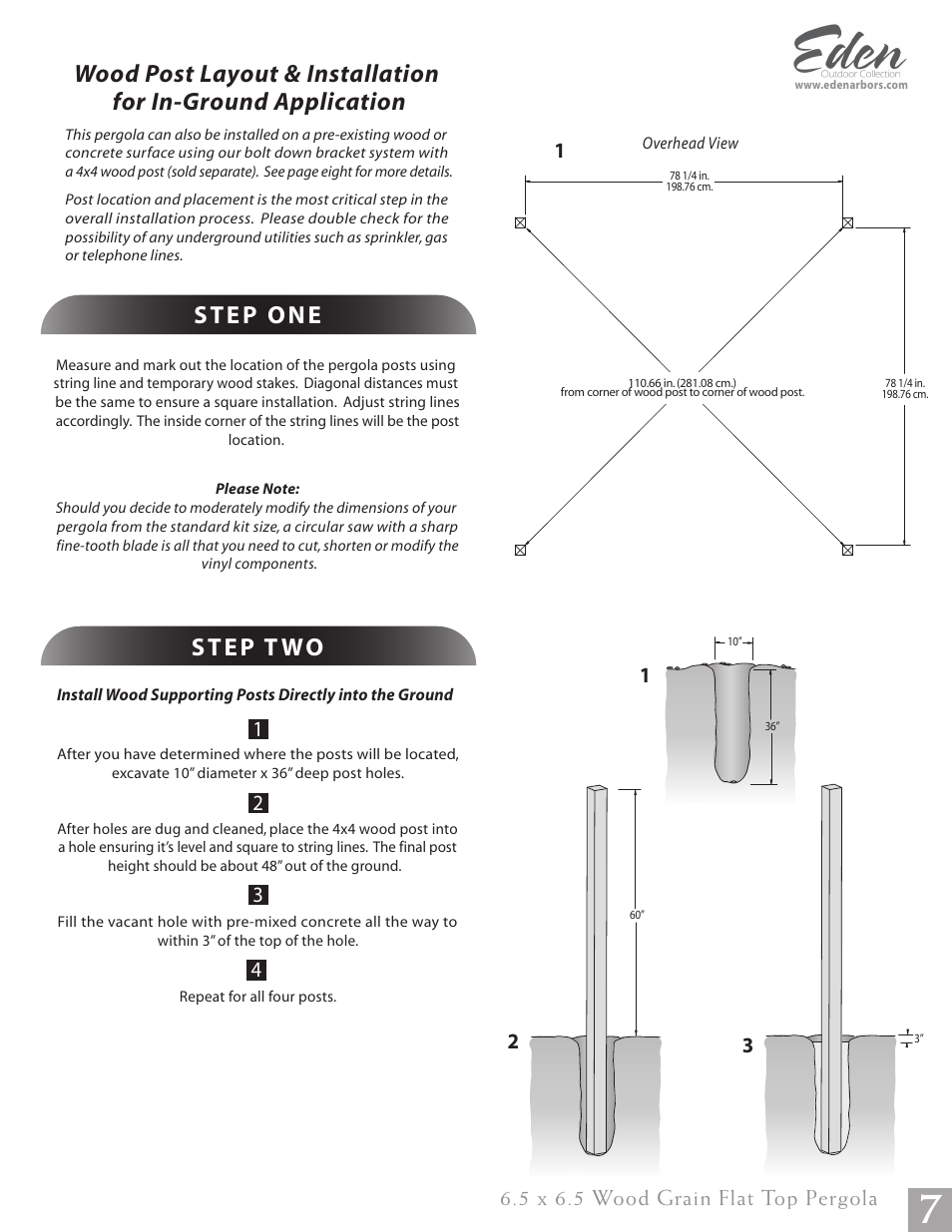 5 x 6.5 wood grain flat top pergola | New England Arbors VA84044 User Manual | Page 7 / 12