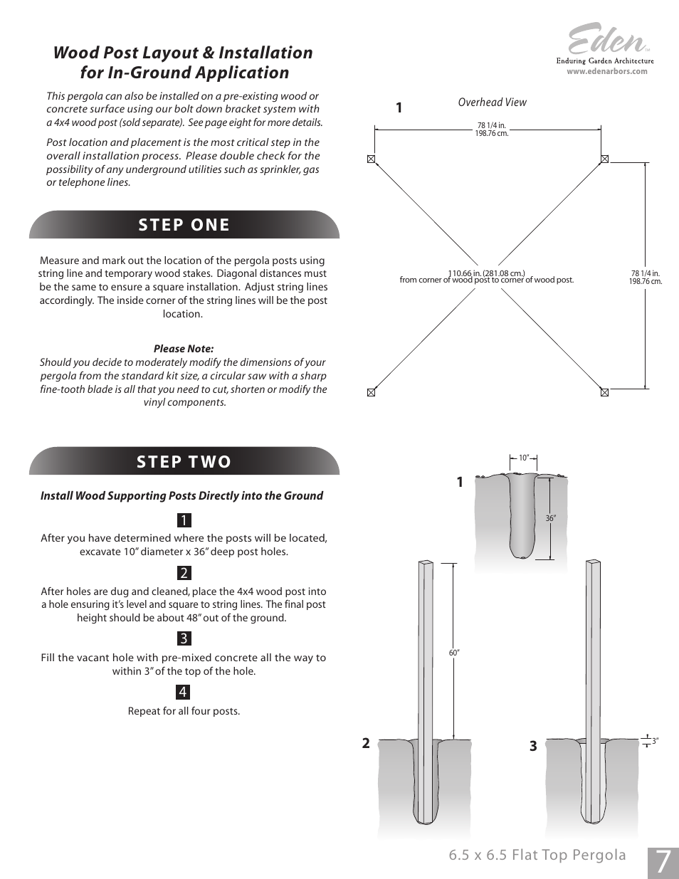 5 x 6.5 flat top pergola | New England Arbors VA40000 User Manual | Page 7 / 12