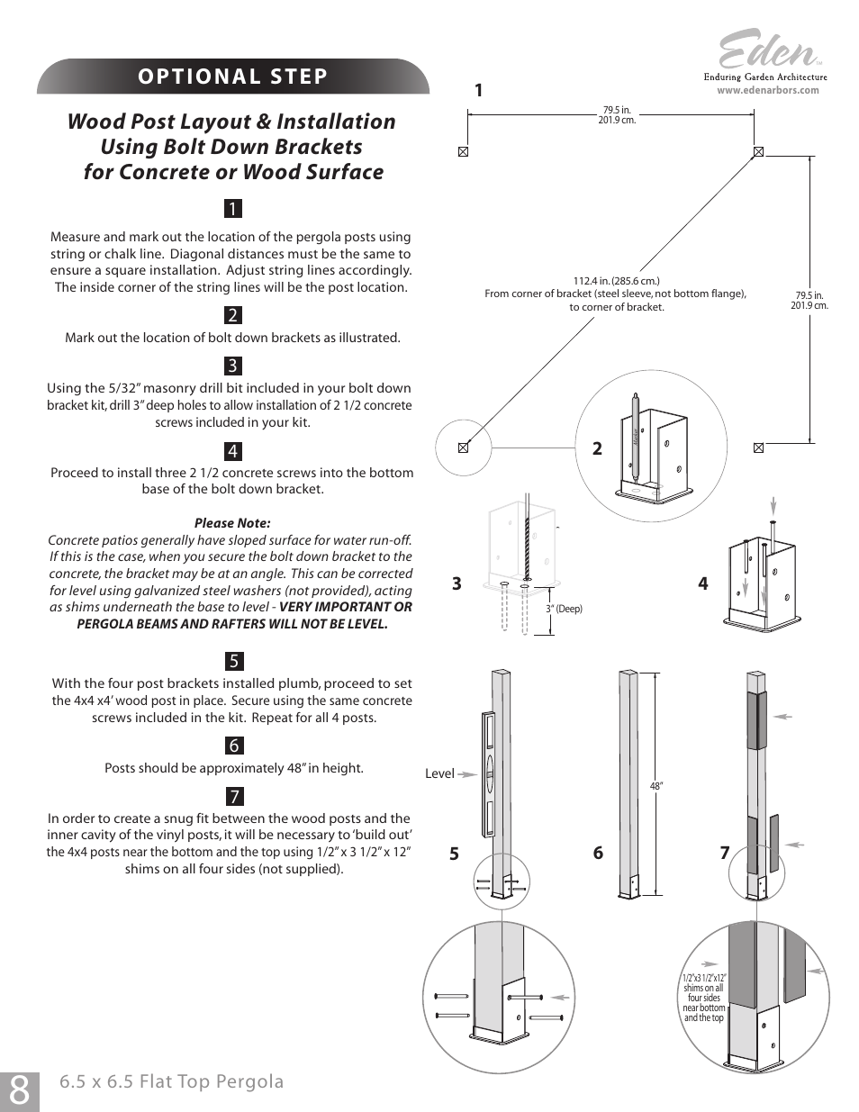 5 x 6.5 flat top pergola | New England Arbors VA40000 User Manual | Page 8 / 12