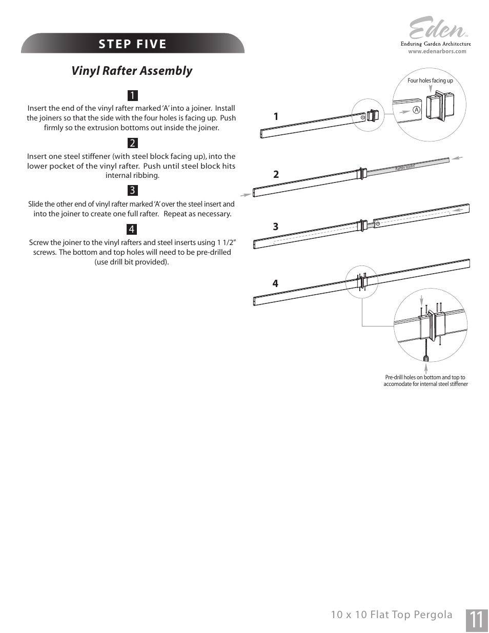 Vinyl rafter assembly | New England Arbors VA42037 User Manual | Page 11 / 19