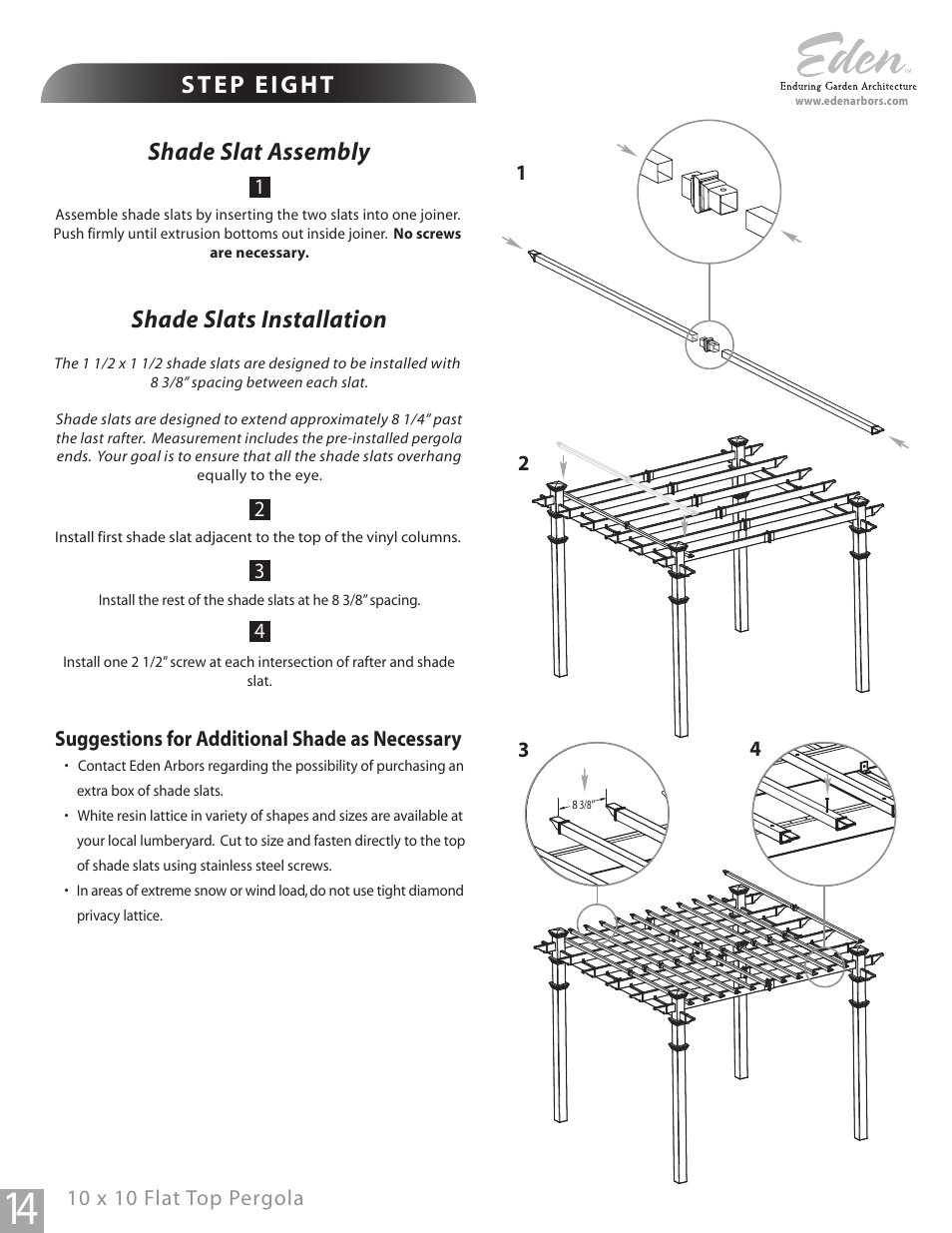 Shade slat assembly | New England Arbors VA42037 User Manual | Page 14 / 19