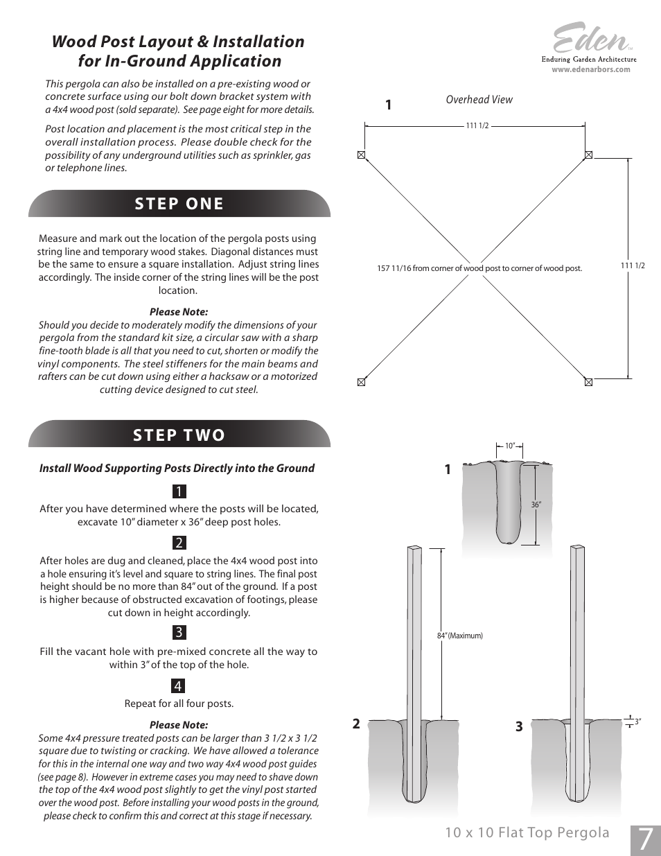 10 x 10 flat top pergola | New England Arbors VA42037 User Manual | Page 7 / 19