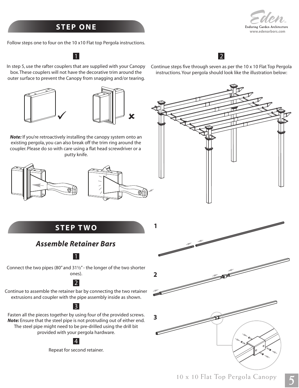 Assemble retainer bars | New England Arbors VA42057 User Manual | Page 5 / 7