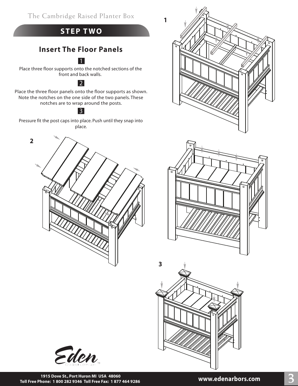 Insert the floor panels | New England Arbors VA68211 User Manual | Page 3 / 3