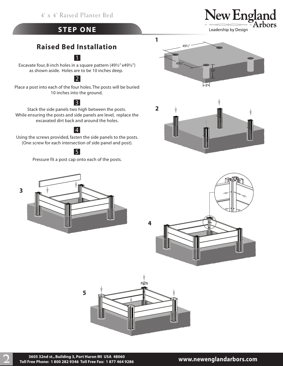 Raised bed installation | New England Arbors VA68228 User Manual | Page 2 / 2