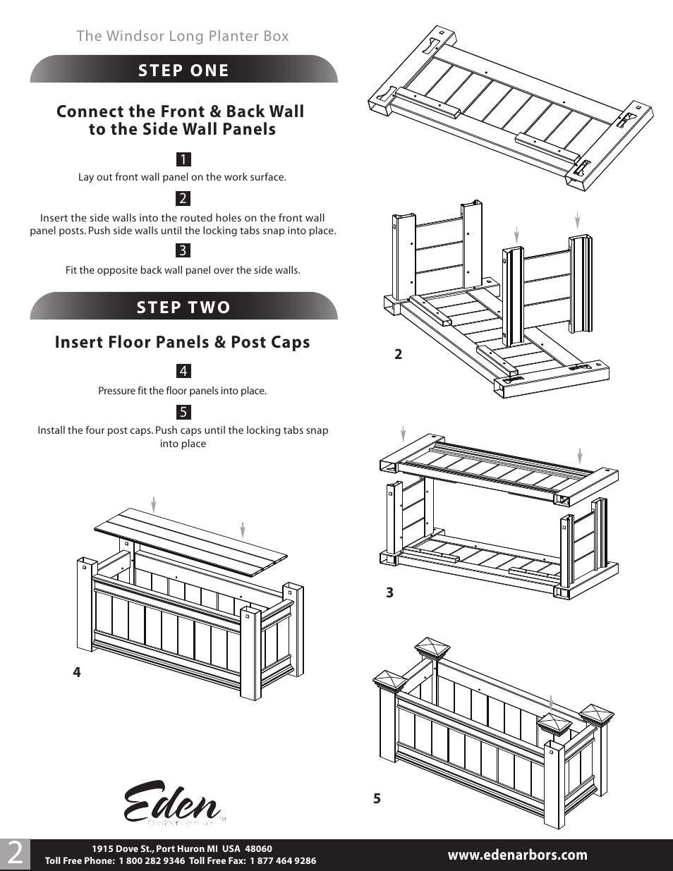 Insert floor panels & post caps | New England Arbors VA68214 User Manual | Page 2 / 2