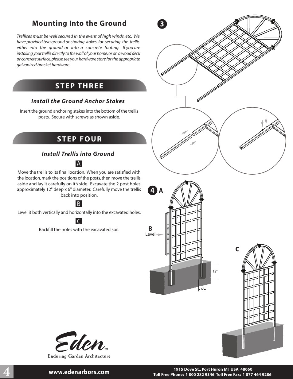 Mounting into the ground | New England Arbors VA68202 User Manual | Page 4 / 4
