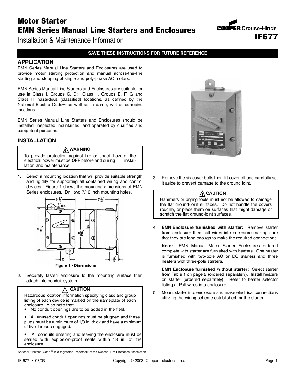 Cooper Bussmann EMN IF677 User Manual | 6 pages