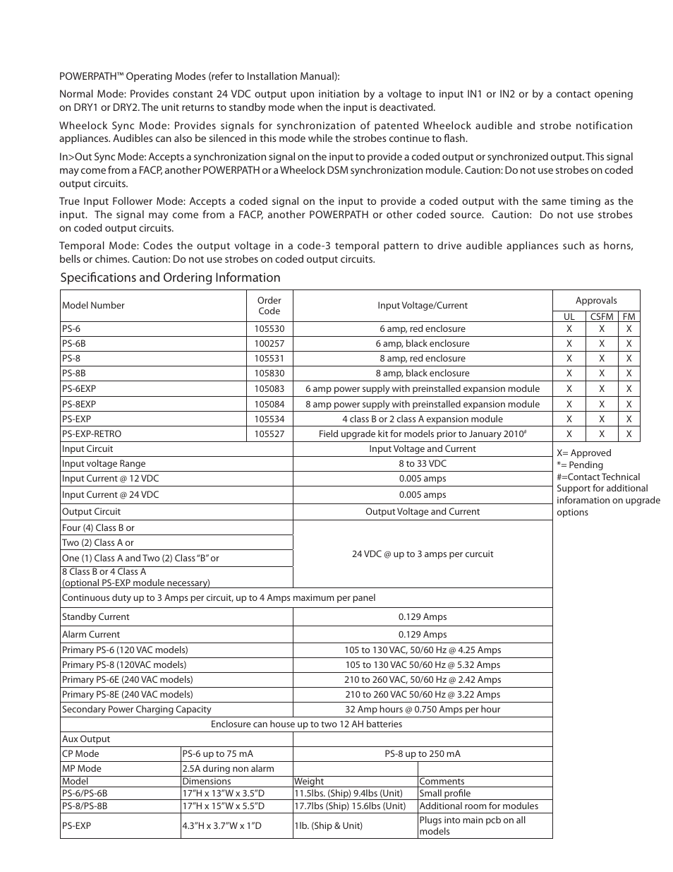 Specifications and ordering information | Cooper Bussmann POWERPATH PS-6 User Manual | Page 3 / 4