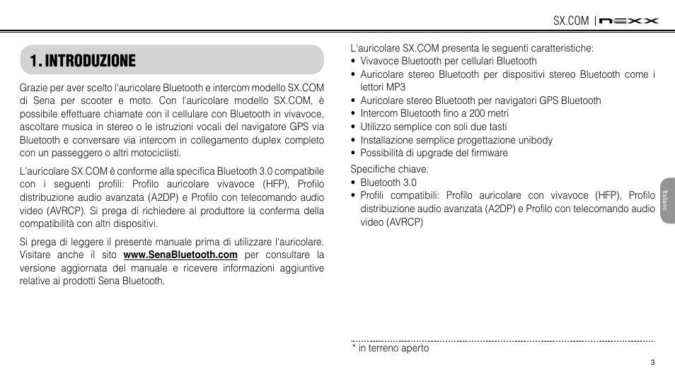 Introduzione | NEXX Helmets SX.COM User Manual | Page 138 / 162