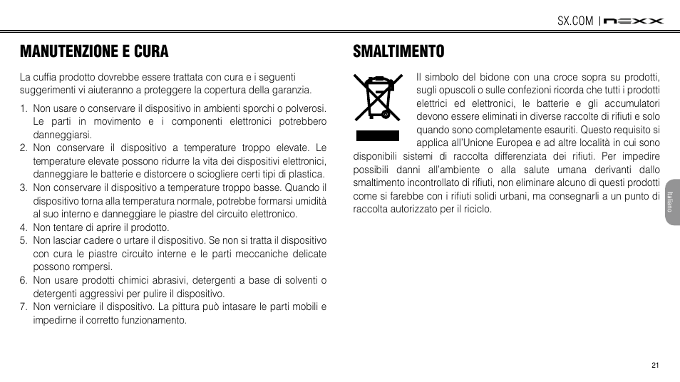 Manutenzione e cura, Smaltimento | NEXX Helmets SX.COM User Manual | Page 156 / 162