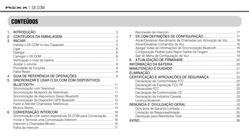 Conteúdos | NEXX Helmets SX.COM User Manual | Page 29 / 162