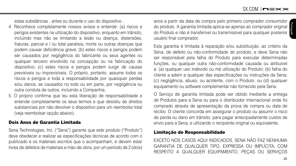 Two-year limited warranty, Limitation of liability, Dois anos de garantia limitada | NEXX Helmets SX.COM User Manual | Page 52 / 162