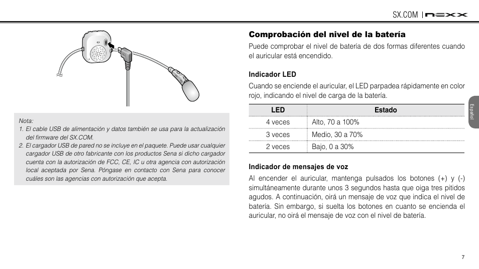 Comprobación del nivel de la batería | NEXX Helmets SX.COM User Manual | Page 61 / 162