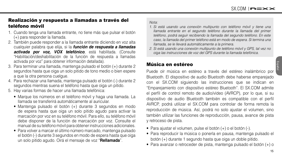 Música en estéreo | NEXX Helmets SX.COM User Manual | Page 69 / 162