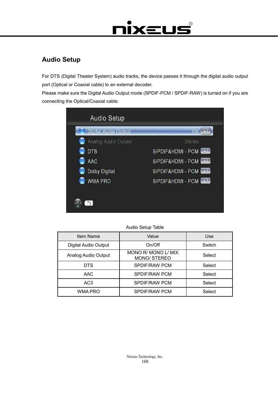 Audio setup | Nixeus Fusion HD User Manual User Manual | Page 108 / 128