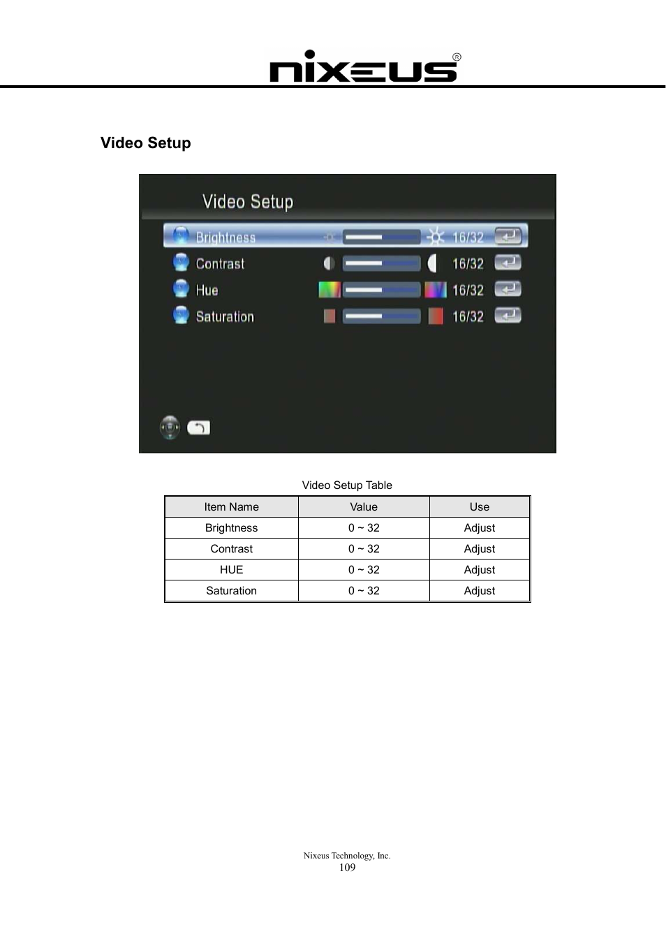 Video setup | Nixeus Fusion HD User Manual User Manual | Page 109 / 128