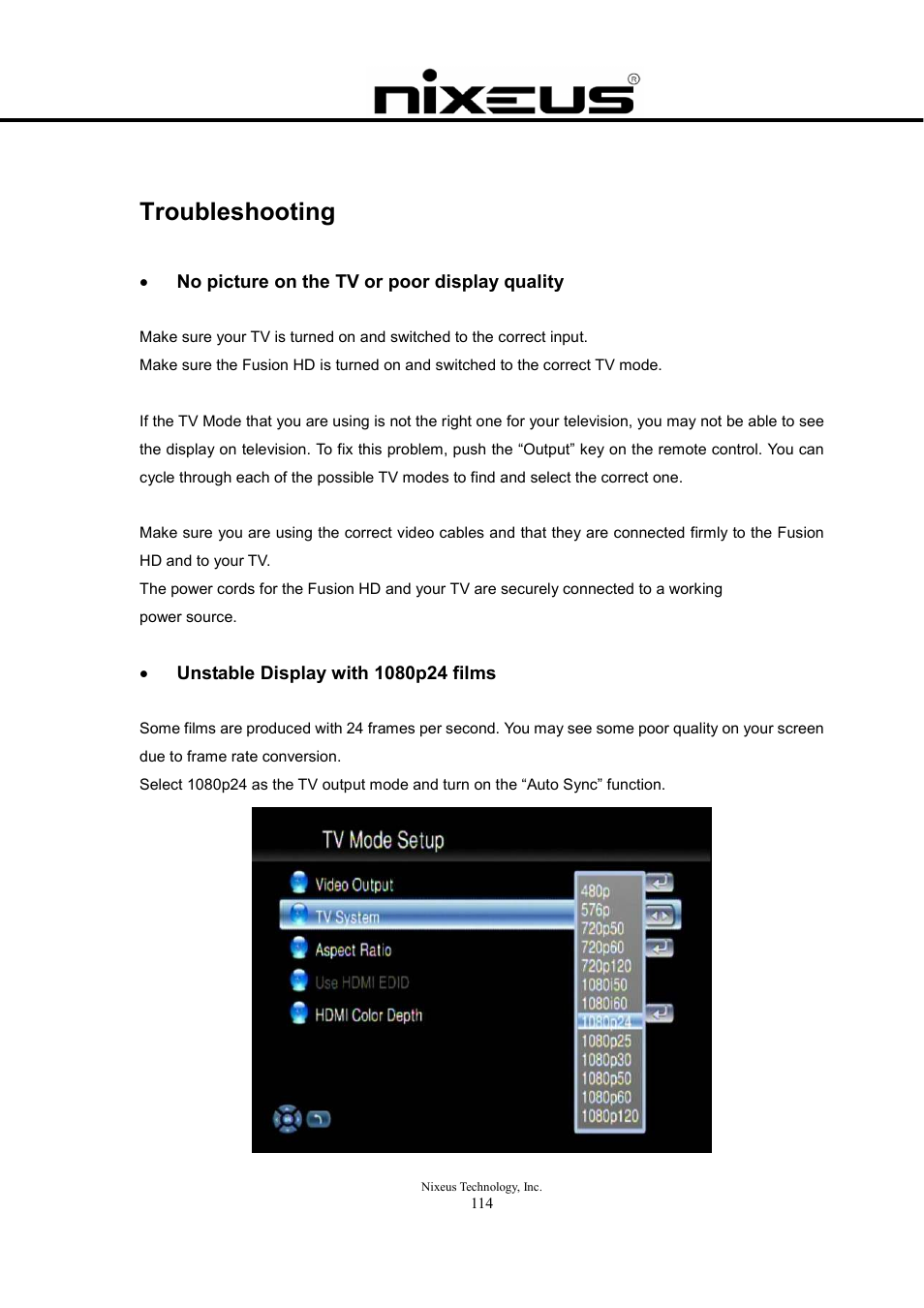 Troubleshooting | Nixeus Fusion HD User Manual User Manual | Page 114 / 128