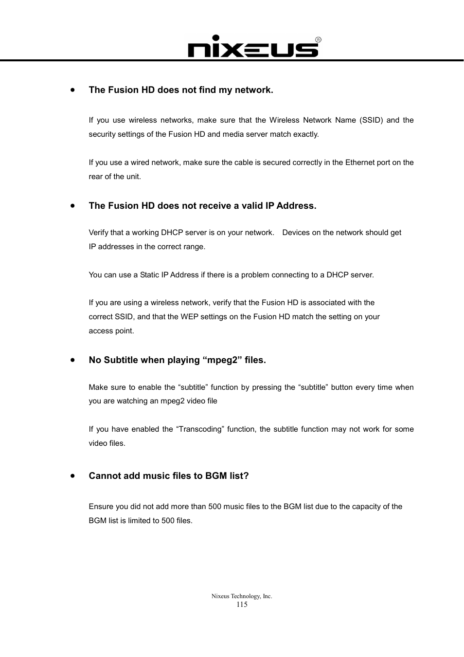 Nixeus Fusion HD User Manual User Manual | Page 115 / 128