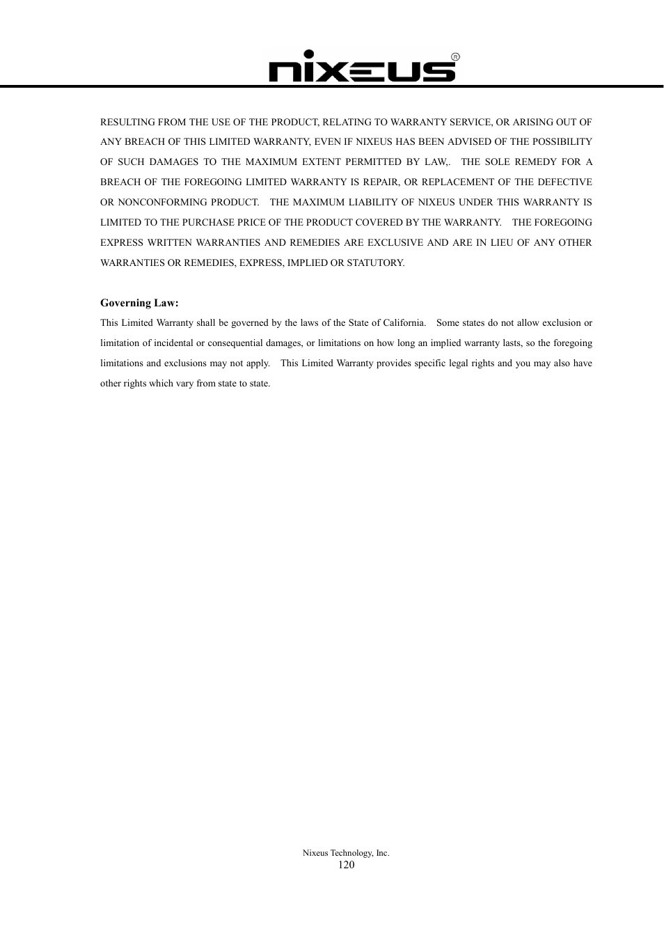 Nixeus Fusion HD User Manual User Manual | Page 120 / 128