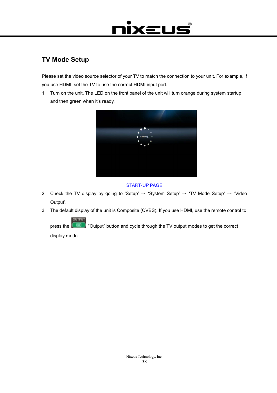 Tv mode setup | Nixeus Fusion HD User Manual User Manual | Page 38 / 128