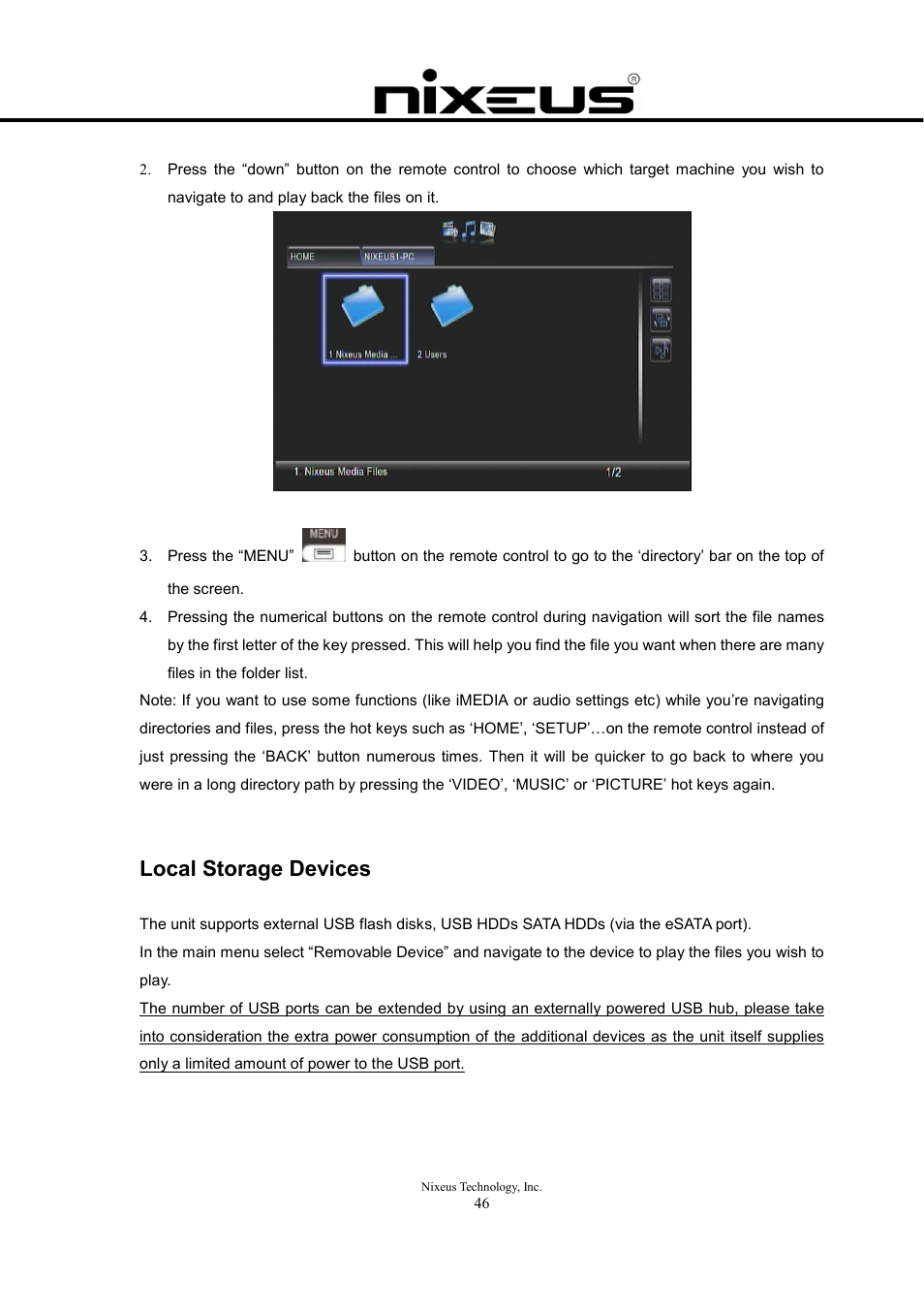 Local storage devices | Nixeus Fusion HD User Manual User Manual | Page 46 / 128