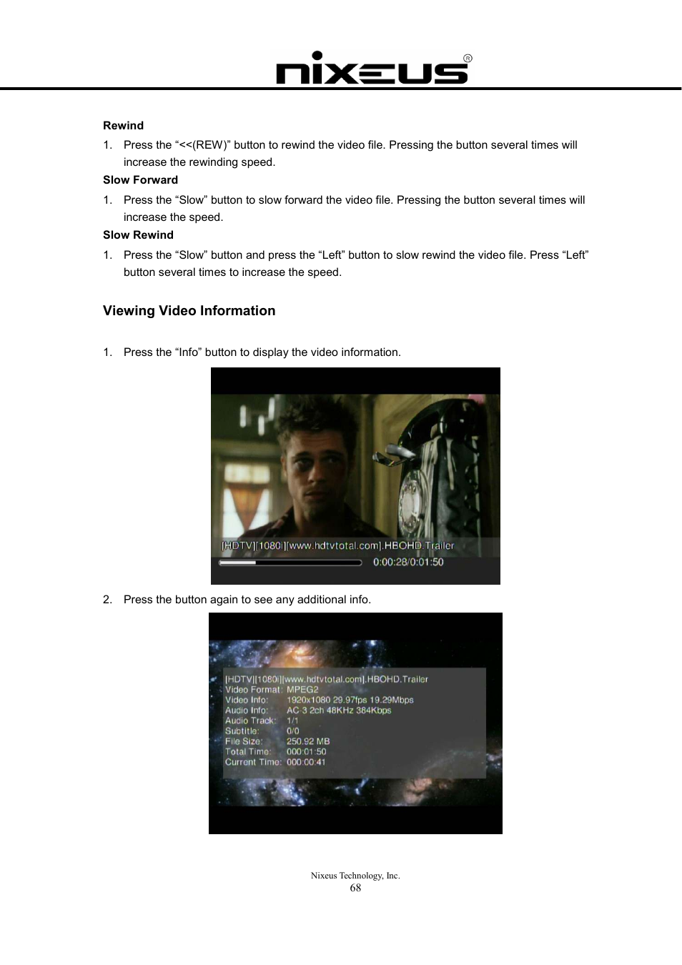 Nixeus Fusion HD User Manual User Manual | Page 68 / 128