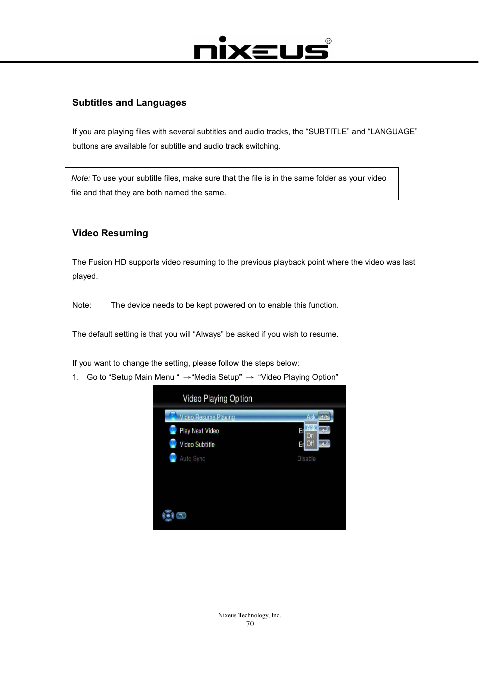 Nixeus Fusion HD User Manual User Manual | Page 70 / 128