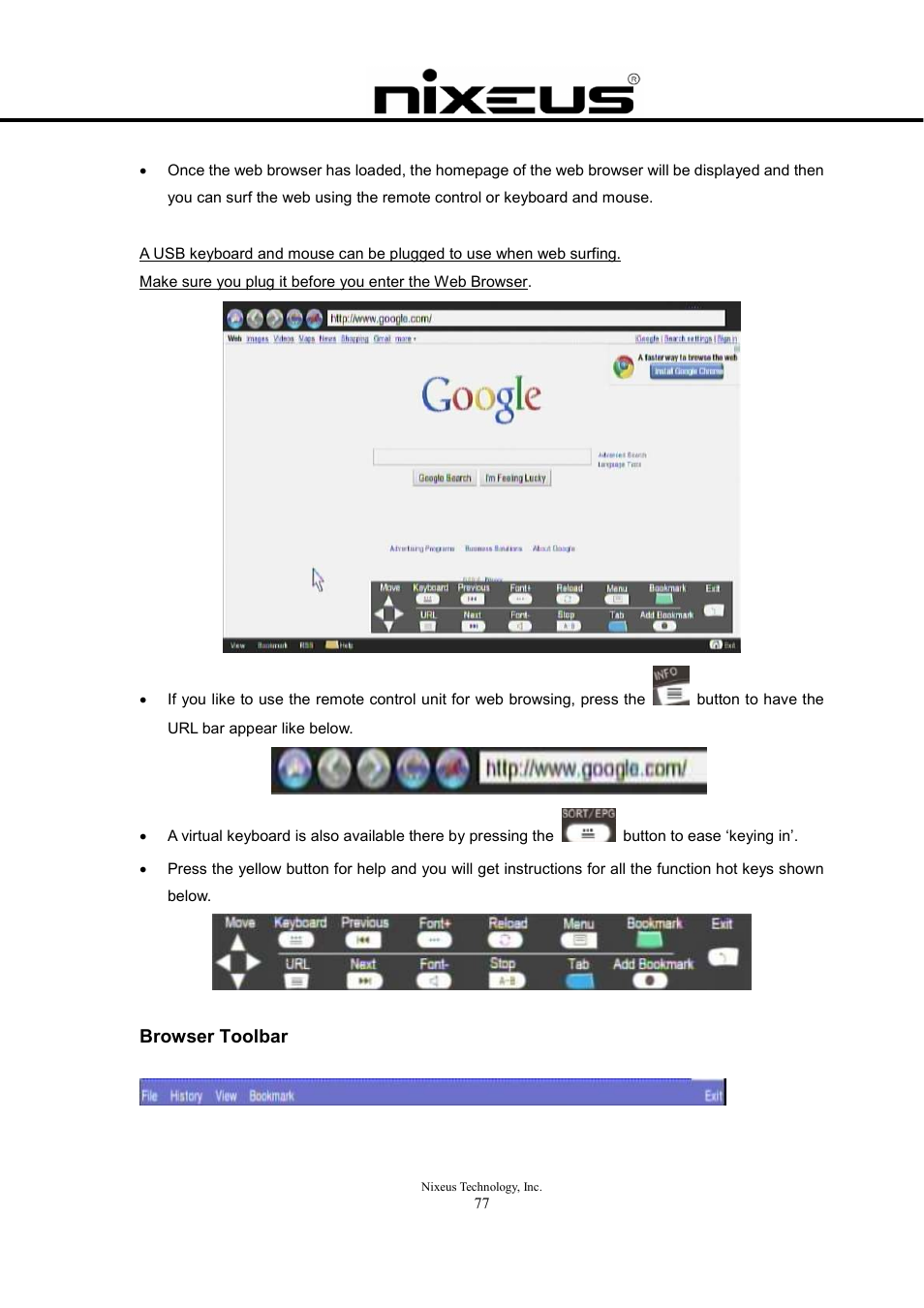 Browser toolbar | Nixeus Fusion HD User Manual User Manual | Page 77 / 128
