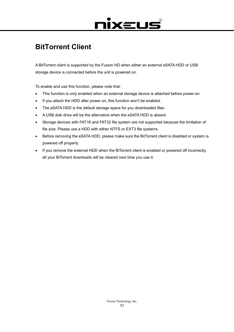 Bittorrent client | Nixeus Fusion HD User Manual User Manual | Page 92 / 128