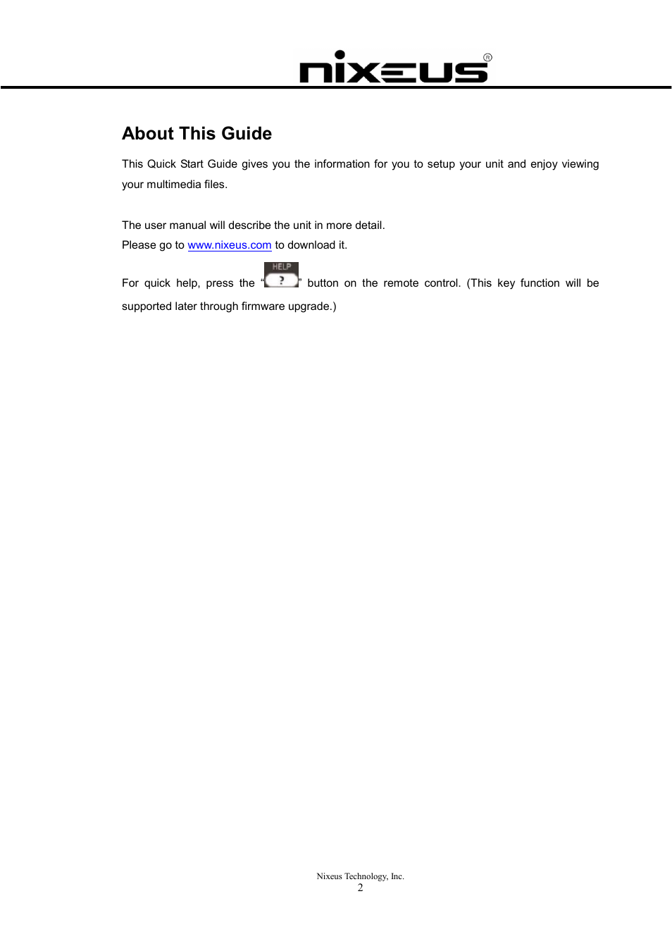 About this guide | Nixeus Fusion HD Quick Start User Manual | Page 2 / 30