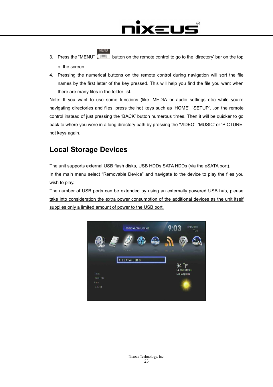 Local storage devices | Nixeus Fusion HD Quick Start User Manual | Page 23 / 30