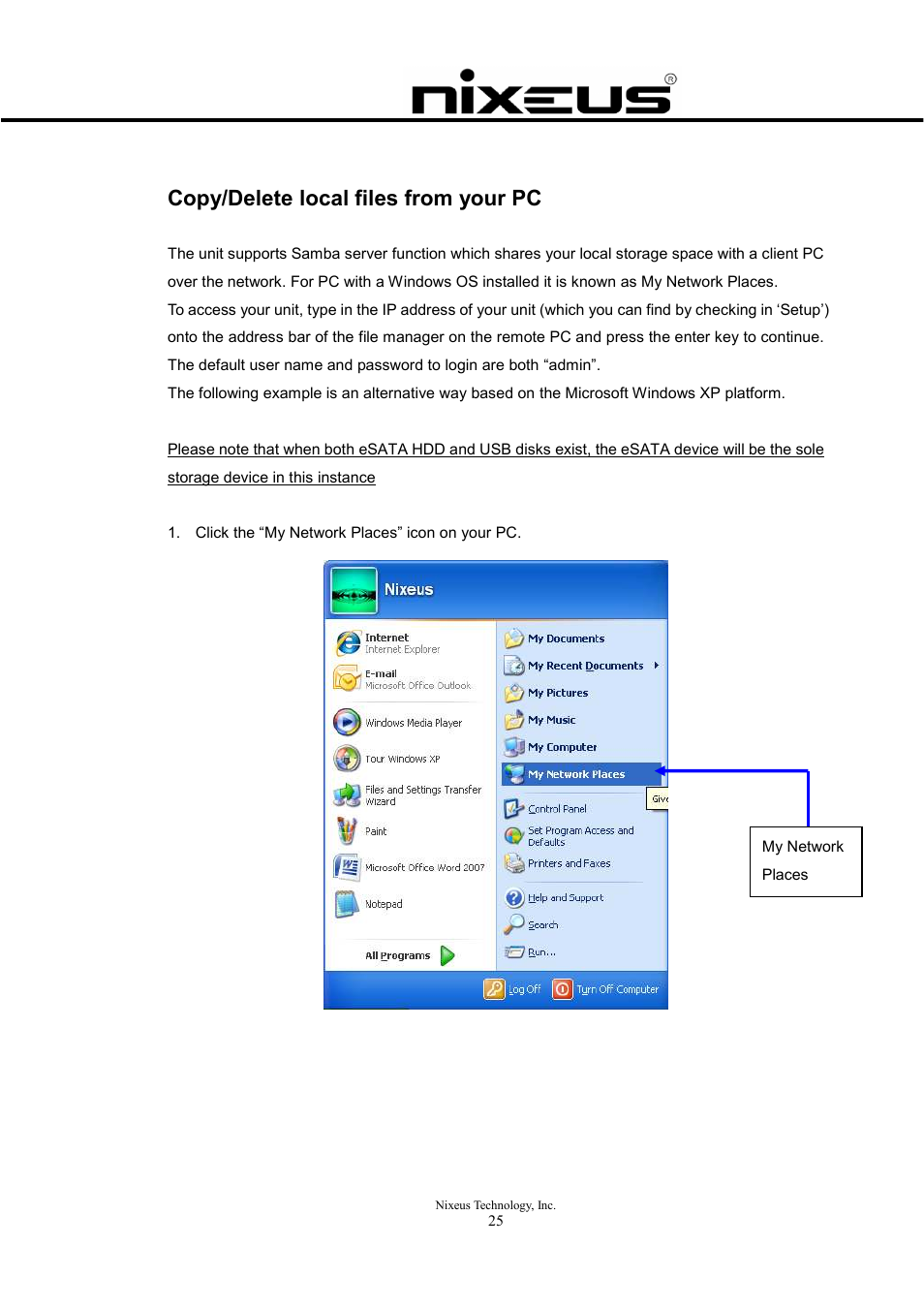 Copy/delete local files from your pc | Nixeus Fusion HD Quick Start User Manual | Page 25 / 30