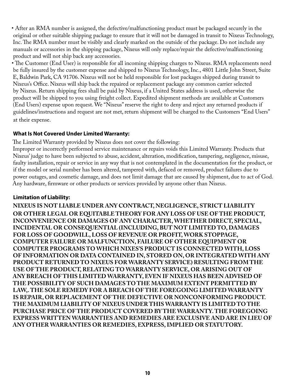 Nixeus NX-VUE27D User Manual | Page 10 / 11