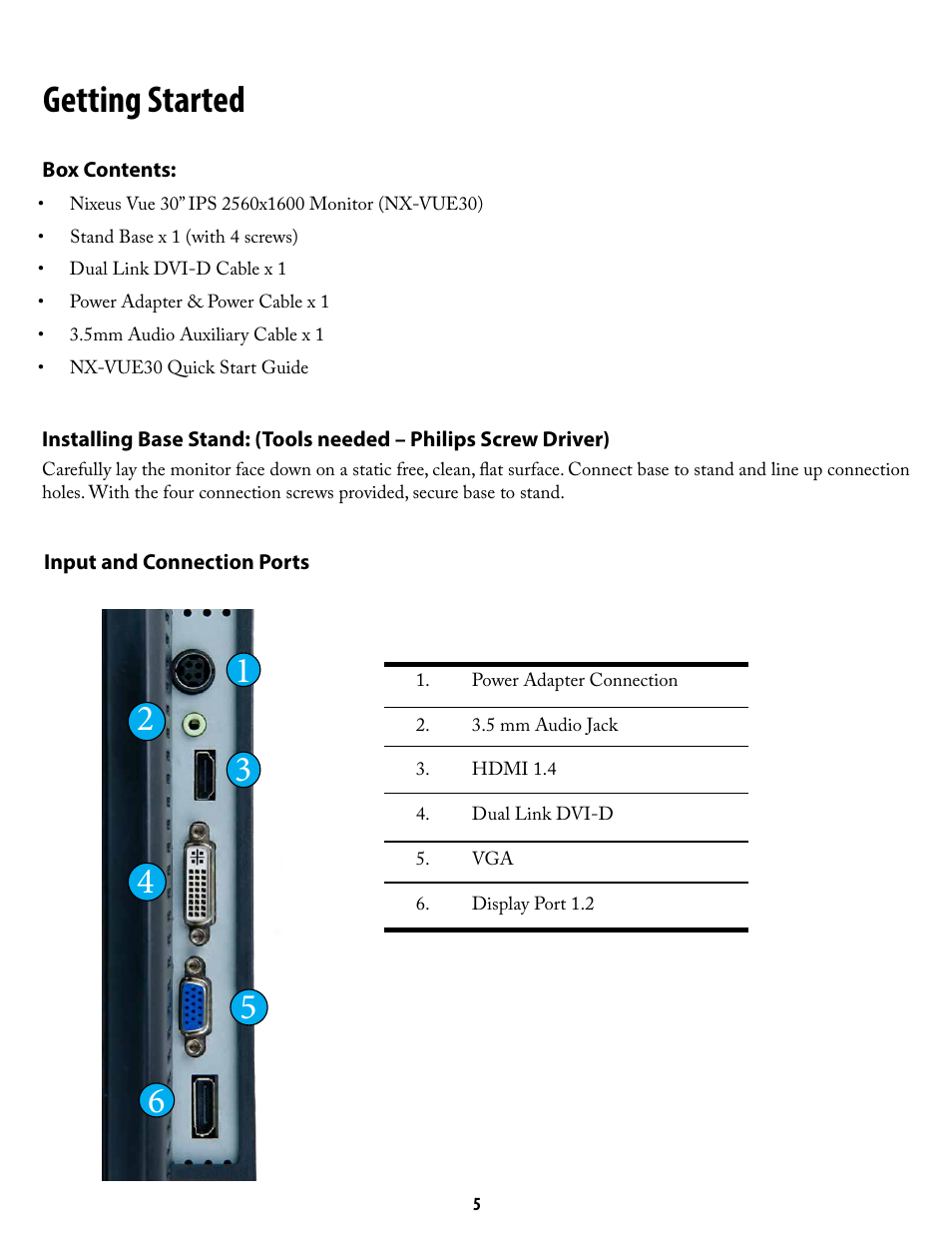 Getting started | Nixeus NX-VUE27 User Manual | Page 5 / 12