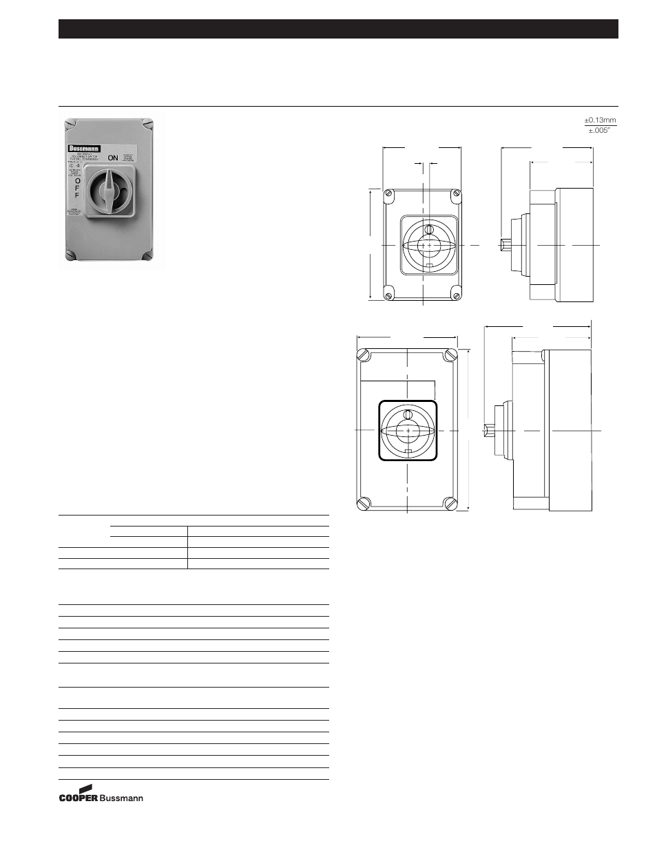 Cooper Bussmann 30A-60A User Manual | 1 page