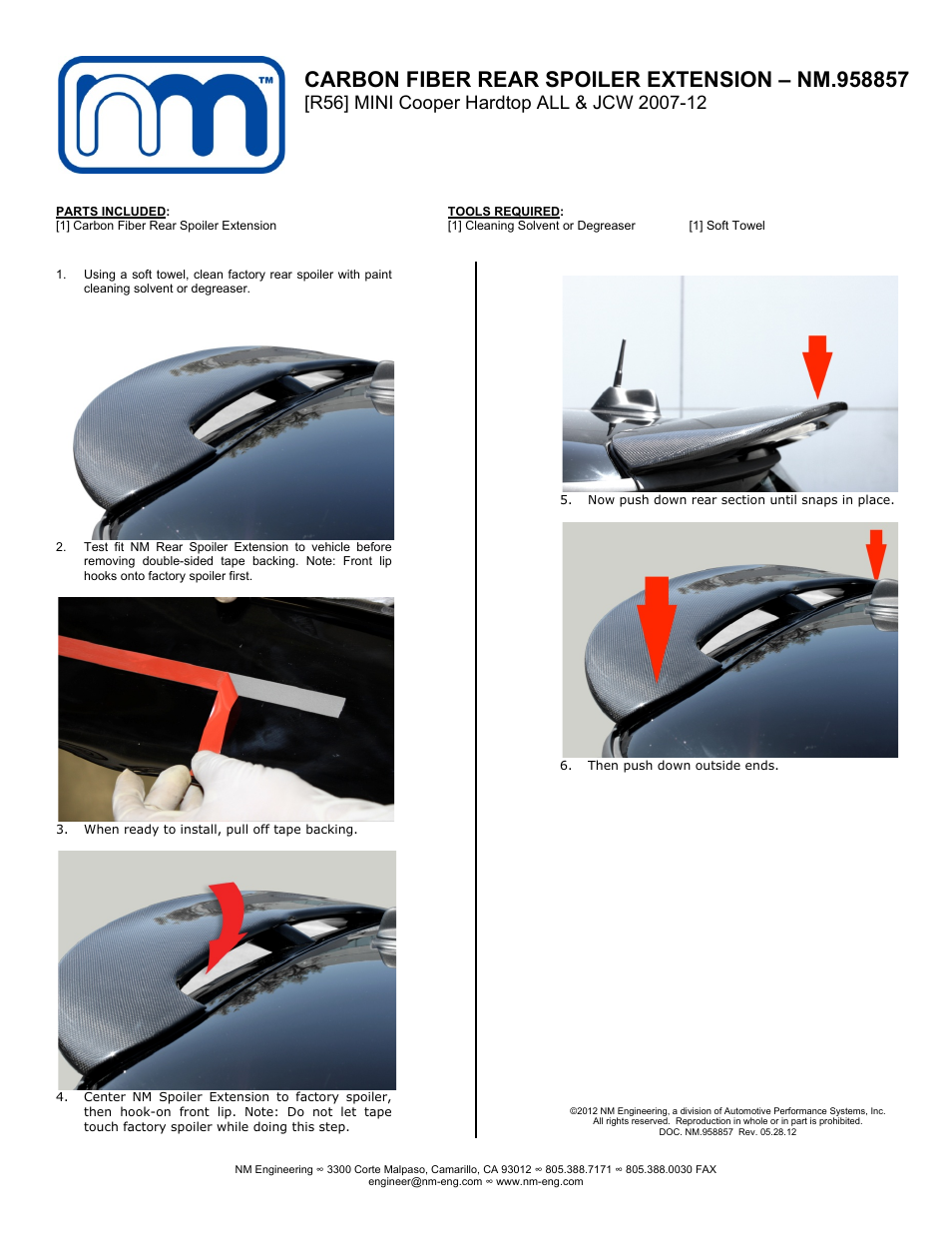 NM Engineering 958857 User Manual | 1 page