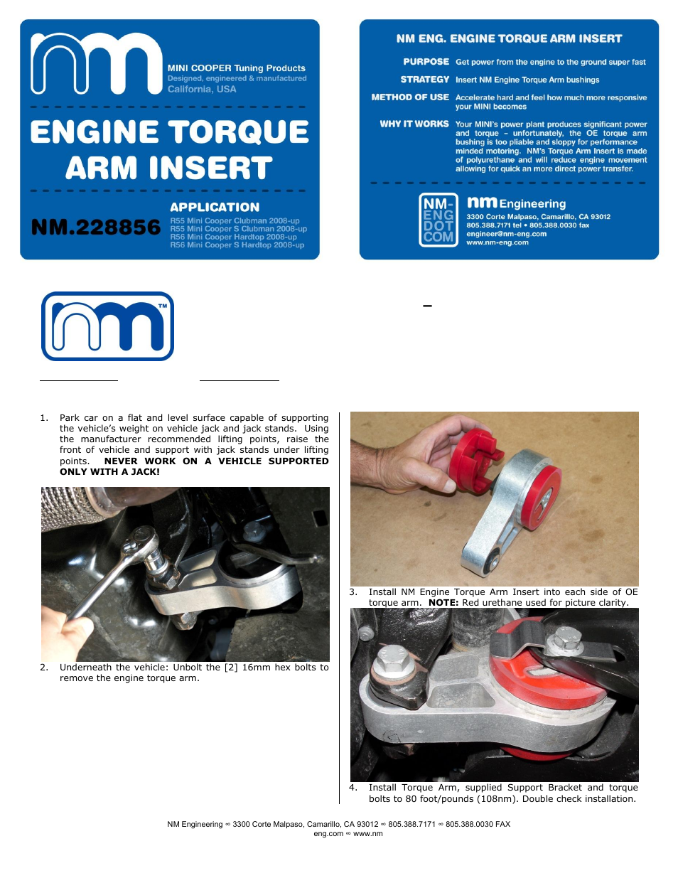 NM Engineering 228856 User Manual | 1 page