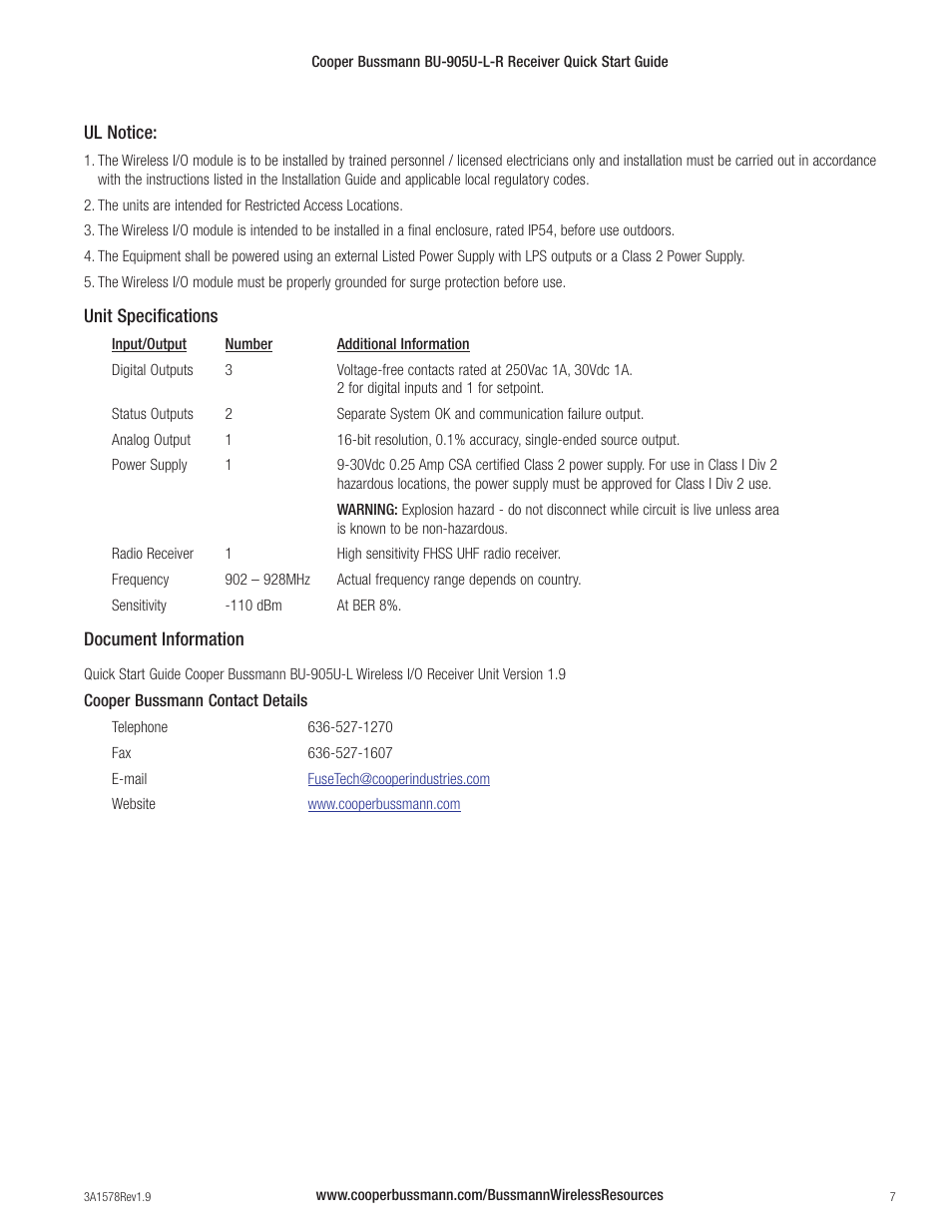 Cooper Bussmann BU-905U-L-R User Manual | Page 7 / 8
