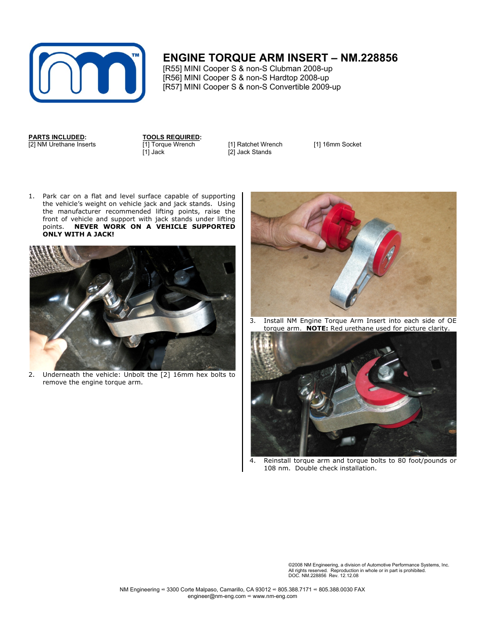 NM Engineering 228855 User Manual | 1 page