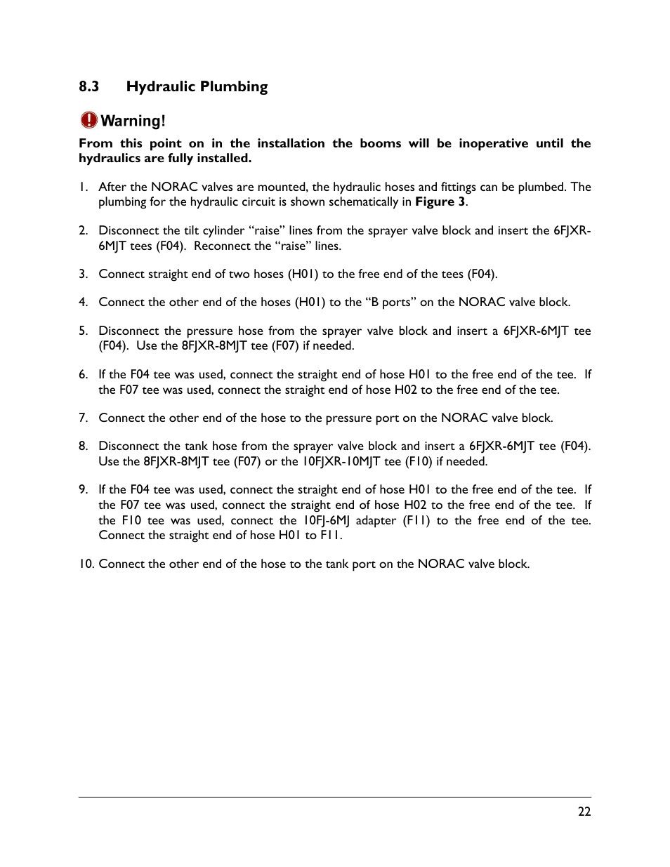 3 hydraulic plumbing | NORAC UC4.5-BC-AP3 User Manual | Page 25 / 35