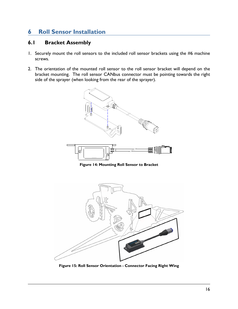 6 roll sensor installation, 1 bracket assembly | NORAC UC4.5-BC-CS5 User Manual | Page 19 / 42