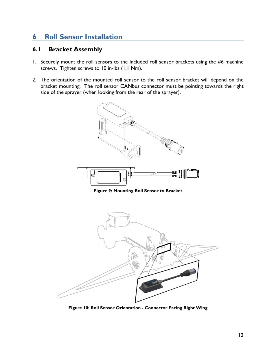 6 roll sensor installation, 1 bracket assembly | NORAC UC4.5-BC-FC1 User Manual | Page 15 / 29