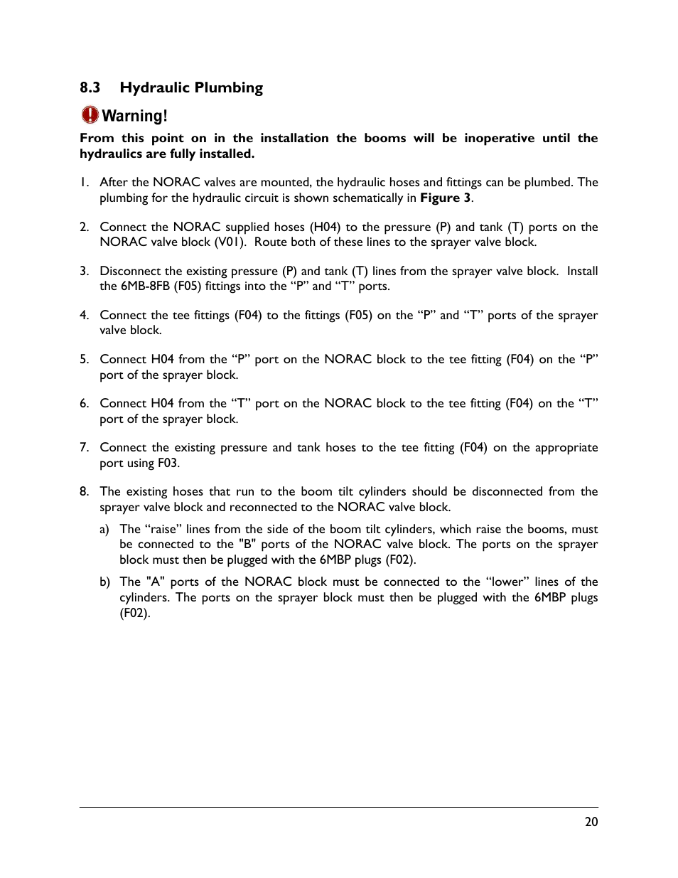 3 hydraulic plumbing | NORAC UC4.5-BC-FC1 User Manual | Page 23 / 29