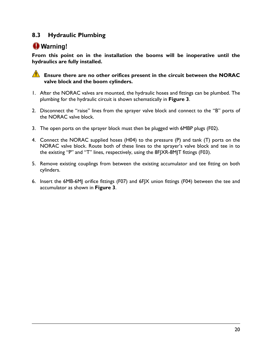 3 hydraulic plumbing | NORAC UC4.5-BC-FC2 User Manual | Page 23 / 32