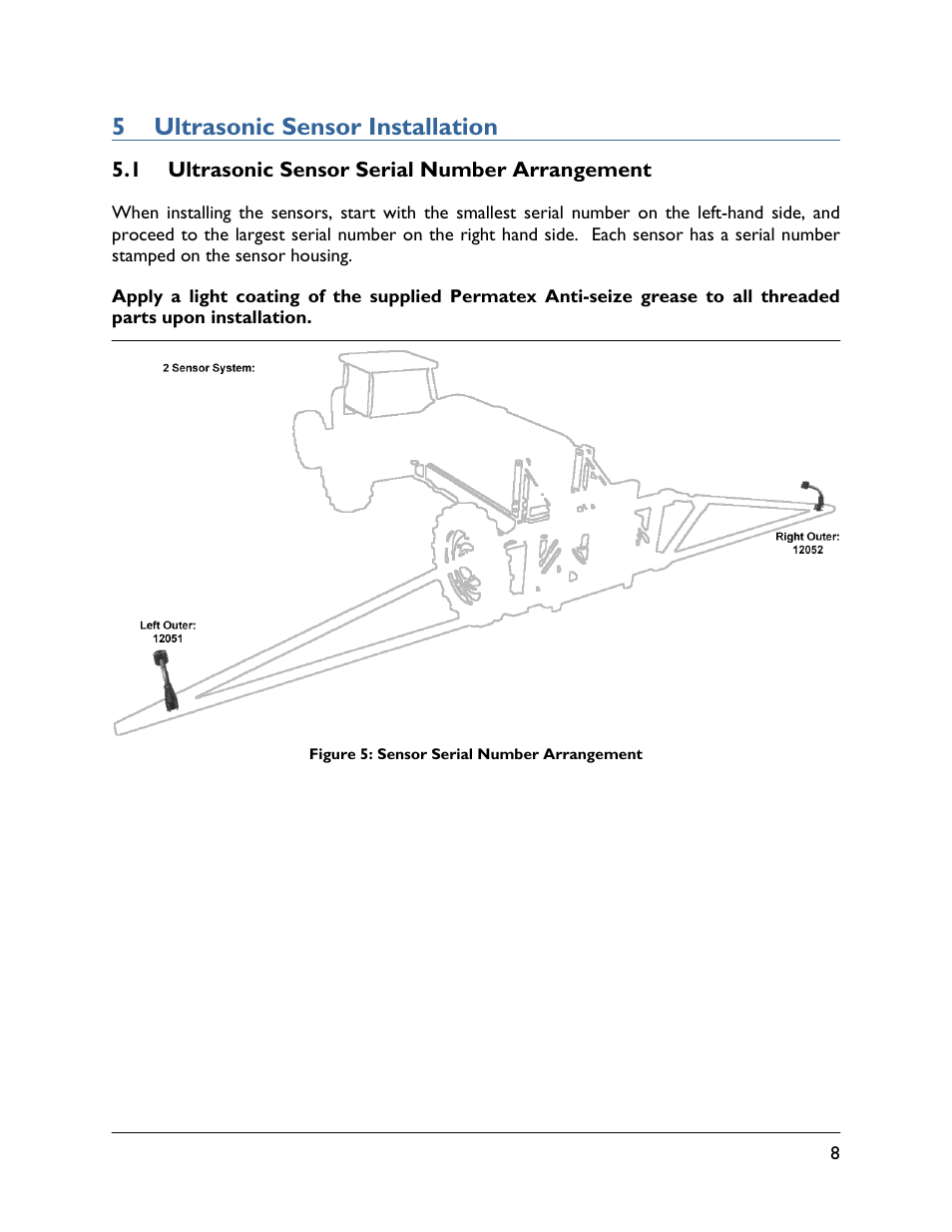 5 ultrasonic sensor installation, 1 ultrasonic sensor serial number arrangement | NORAC UC4.5-BC-FT1 User Manual | Page 11 / 32